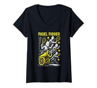 Mujer Love Padel Fodder Divertida Pala Deportiva Jugador Diseño Cómic Camiseta Cuello V