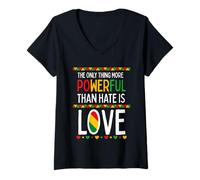 Mujer Love Powerful Than Hate Black History Month Camiseta Cuello V