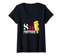 Mujer Love Sal Cabo Cabo Verde con emblema caboverdiano Camiseta Cuello V