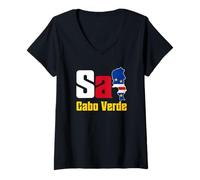 Mujer Love Sal Cabo Cabo Verde con emblema caboverdiano Camiseta Cuello V