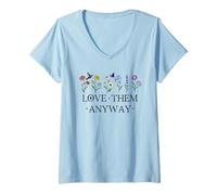Mujer Love Them Anyway Bible Verse Matthew 5:44 Faith Luke 23:24 Camiseta Cuello V