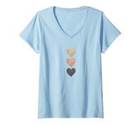 Mujer Love - Three Hearts Camiseta Cuello V