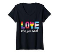 Mujer Love Who You Want Gay Pride LGBT You Love Who You Love LGBTQ Camiseta Cuello V