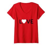 Mujer Love Word with Heart As An O Heart Festival Hippy Camiseta Cuello V