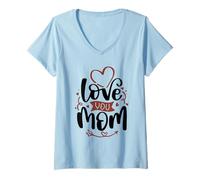 Mujer Love You Mom Cute Minimalista Mejor Mamá Día de la Madre Camiseta Cuello V