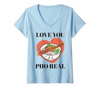 Mujer Love You Pho Real Romántico Juego de Palabras Kawaii Lindo Noddle Vietnamita Camiseta Cuello V