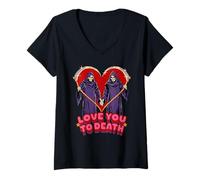Mujer Love You to Death Valentine Sarcastic Funny Adult Humor Camiseta Cuello V