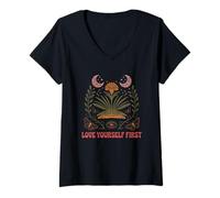 Mujer Love Yourself First Nature Botanic Empowerment Camiseta Cuello V
