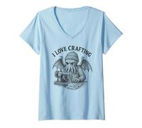 Mujer Lovecraftian Sewing Cthulhu Me Encanta Hacer Manualidades Camiseta Cuello V