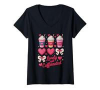 Mujer Lovely and Caffeinated Cute Valentine Coffee Lovers Camiseta Cuello V