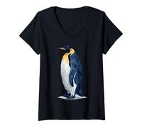 Mujer Low Poly Emperor Penguins Geometric Art Camiseta Cuello V