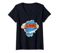 Mujer Lucas Name Superhero Gift for Boys Named Lucas Camiseta Cuello V