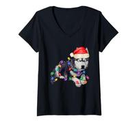 Mujer Luces de árbol de Navidad Husky Siberiano, The Soul Keeper Camiseta Cuello V