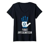 Mujer Lucha contra el antisemitismo Detener el Odio Orgullo judío Hombres Mujeres Niños Camiseta Cuello V