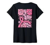 Mujer Lucha contra el cáncer de Mama Cinta Rosa Mes de concienciación de Octubre Camiseta Cuello V