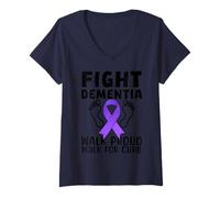 Mujer Lucha contra la Demencia Caminata Orgullosa para la Conciencia de la Cura Camiseta Cuello V