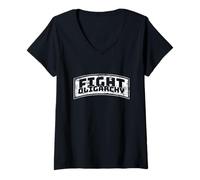 Mujer Lucha contra la dictadura Lucha contra la oligarquía Preservar la democracia Camiseta Cuello V