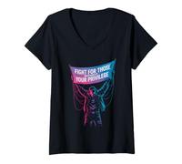 Mujer Lucha por la igualdad y la justicia en negrita Camiseta Cuello V