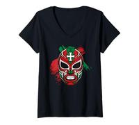 Mujer Luchador mexicano Independencia de México Los Muertos Lucha Camiseta Cuello V