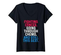 Mujer Luchando contra el cáncer y aún así Esta Conciencia Sexy sobre el cáncer de Mama Camiseta Cuello V
