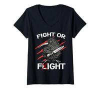 Mujer Luchar O Huir Kiwi Vogel Apteryx Neuseeland Laufvogel Kiwi Camiseta Cuello V