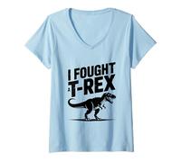 Mujer Luché contra un Amante Divertido de los Dinosaurios de T-Rex Camiseta Cuello V