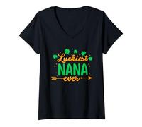 Mujer Luckiest Nana Ever Matching Family St Patrick’s Day Camiseta Cuello V