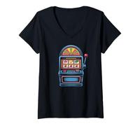 Mujer Lucky 777 Slot Machine Jackpot Diseño Camiseta Cuello V