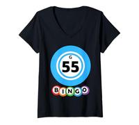 Mujer Lucky Bingo G55 Disfraz de bingo grupal Camiseta Cuello V