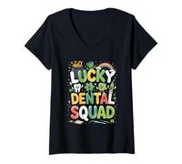 Mujer Lucky Dental Squad Shamrock St Patricks Day Dentist Team Camiseta Cuello V