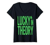 Mujer Lucky in Theory Divertido Día de San Patricio Camiseta Cuello V