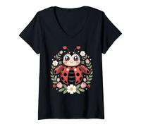 Mujer Lucky Little Ladybug Bug Insect Garden Cute Camiseta Cuello V