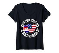 Mujer Lucky To Be Cambodian Proud To Be American Cambodia Bandera de Estados Unidos Camiseta Cuello V