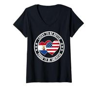 Mujer Lucky to be Dutch Orgulloso to be American Netherlands USA Flag Camiseta Cuello V