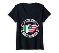 Mujer Lucky To Be Irish Proud To Be American Ireland - Impresión de la bandera de Estados Unidos Camiseta Cuello V