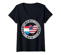 Mujer Lucky To Be Luxembourgish Proud To Be - Gráfico de la bandera estadounidense Camiseta Cuello V