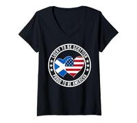 Mujer Lucky To Be Scottish Proud To Be American Scotland Bandera de Estados Unidos Camiseta Cuello V