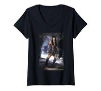 Mujer Lucy Lawless Xena Princesa Guerrera por Michael Grecco Camiseta Cuello V