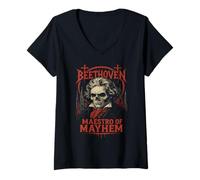 Mujer Ludwig Van Beethoven Compositor de música clásica Death Metal Camiseta Cuello V