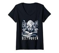 Mujer Ludwig Van Beethoven Genio de la música clásica Camiseta Cuello V