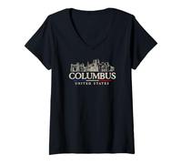 Mujer Lugares De Interés De Columbus Vintage Viajes Estados Unidos Camiseta Cuello V