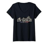 Mujer Lugares emblemáticos de Los Ángeles Viajes Vintage a EE. UU. Camiseta Cuello V