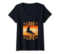 Mujer LUGE Lover Winter Sliding Sports Regalo para él Regalo para Camiseta Cuello V