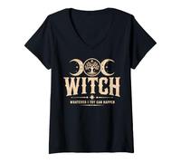 Mujer Luna de Bruja Que Significa lo Que intente Puede Camiseta Cuello V