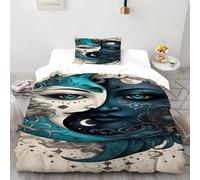 Mujer Luna Juego De Ropa De Cama Elegant Comfort Lujoso Pintura Facial Funda De Edredón 2 Piezas -Incluye 1 Funda De Edredón Y 1 Fundas De Almohada(50 * 75),Single（135x200cm）