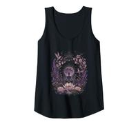 Mujer Luna Meditación Yoga Lotus Colibrí Floral Púrpura Camiseta sin Mangas