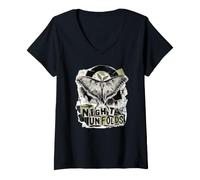 Mujer Luna Moth Noche Despliega Grunge Collage Camiseta Cuello V