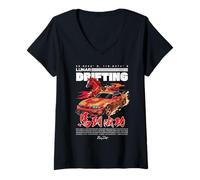 Mujer Lunar Drifting Horse Street Racing Año Nuevo Chino Camiseta Cuello V