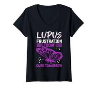 Mujer Lupus Frustration Today Cure Tomorrow Lupus Warrior Camiseta Cuello V