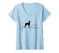 Mujer Lurcher My Heartbeat EKG Funny Dog Lover & Dueño Camiseta Cuello V